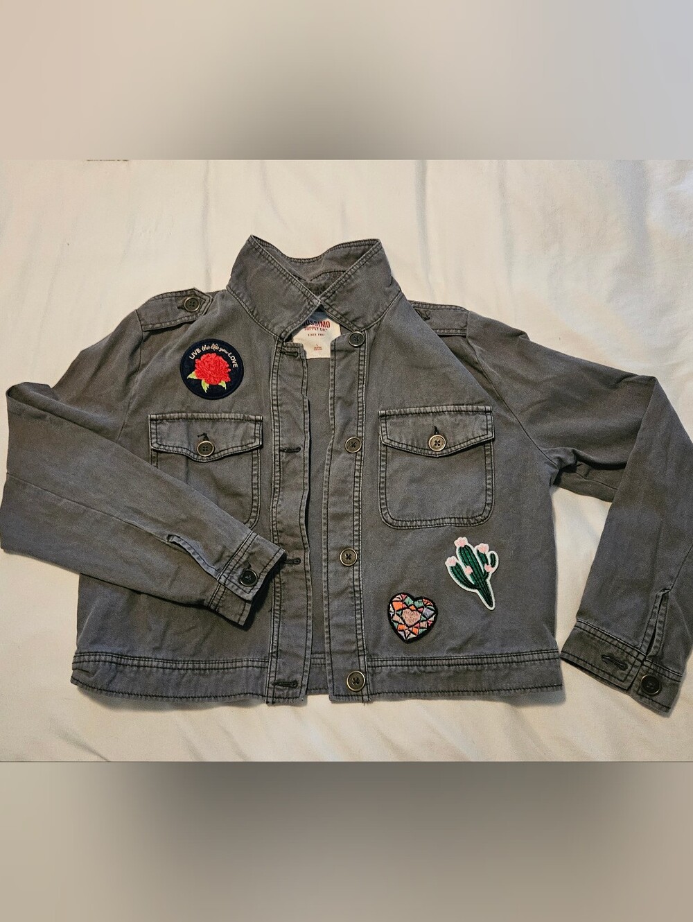 Mossimo Supply Co. Gray Patch Pocket Jean Jacket